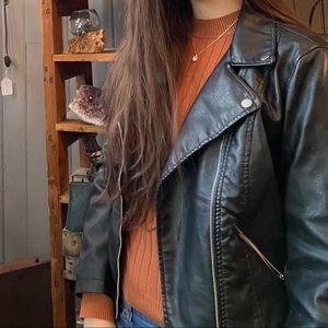 Fake black leather primary jacket